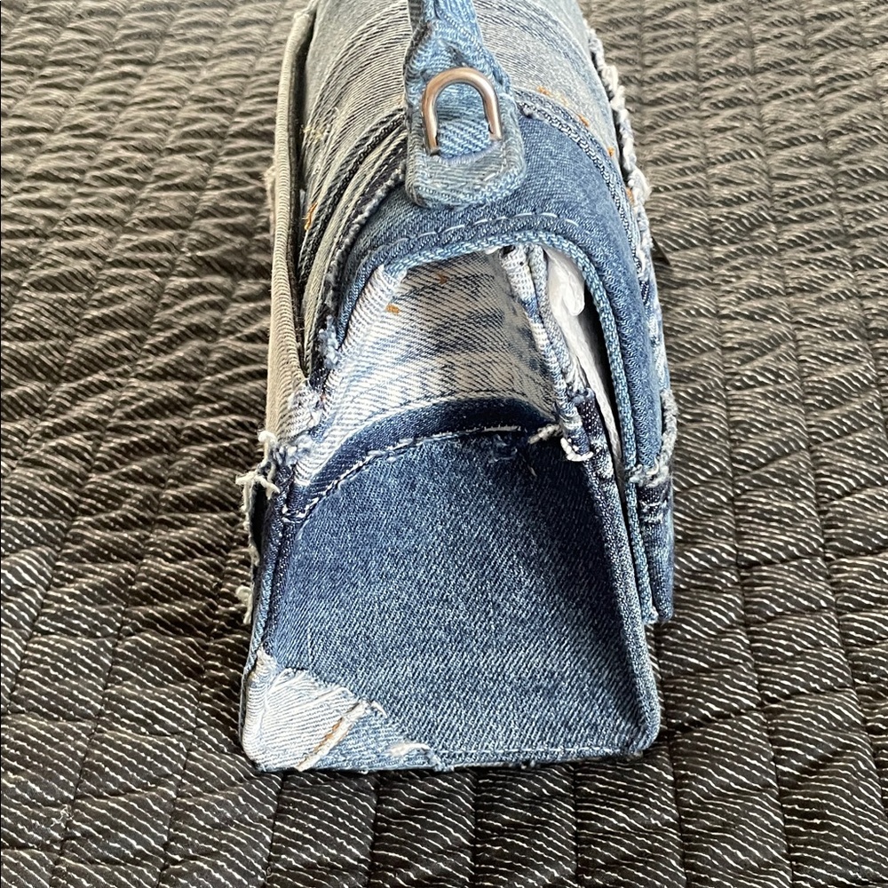 Balenciaga Hourglass Logo Patchwork Denim Bag - Picture 12 of 13